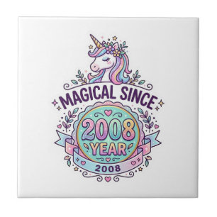 Azulejo De Cerâmica Unicórnio Mágico Desde Ano Design Gráfico Zazzle D