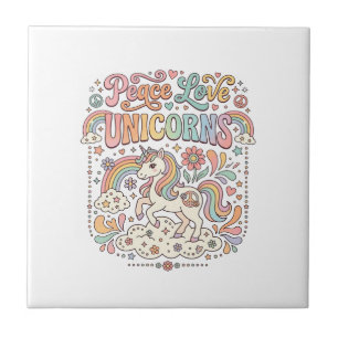 Azulejo De Cerâmica Unicórnio Paz Amor Unicórnios Adorável Design Veto