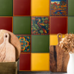 Azulejo de cerâmica uniforme amarelo estilo Huicho<br><div class="desc">Huichol é um grupo de indígenas que habita a serra ocidental de Sierra Madre nos estados mexicanos de Jalisco, Nayarit, Durango e Zacatecas. As pessoas Huichol são conhecidas pela sua rica cultura e tradições, incluindo a sua arte, música e práticas religiosas únicas. A arte Huichol é também conhecida pelas suas...</div>