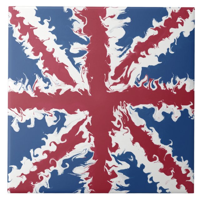Azulejo De Cerâmica Union Jack Liquid Art (Frente)