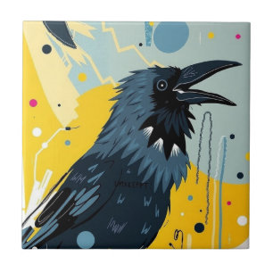 Azulejo De Cerâmica Unkempt Crow (espelho A)