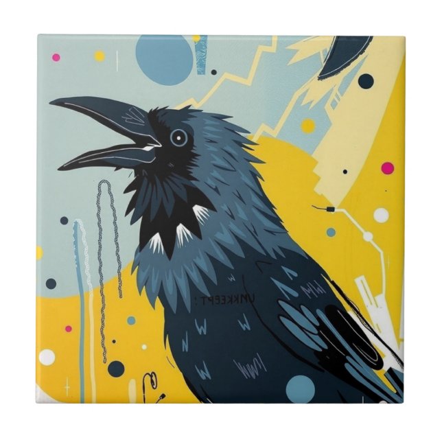 Azulejo De Cerâmica Unkempt Crow (espelho B) (Frente)