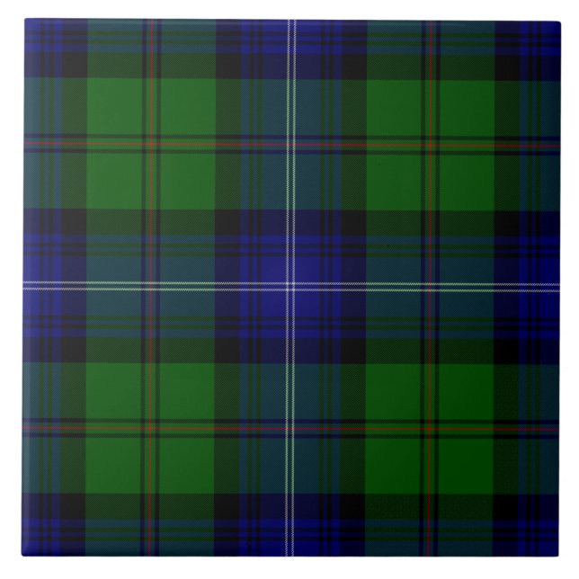 Azulejo De Cerâmica Urquhart tartan Blue xadrez (Frente)