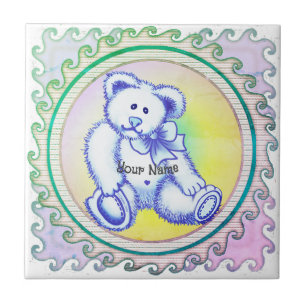 Azulejo De Cerâmica Urso Azul