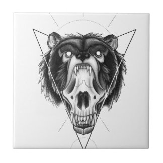 Azulejo De Cerâmica Urso Blackwork