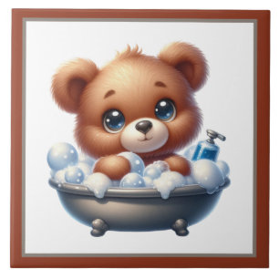 Azulejo De Cerâmica Urso de banheiro de banheira fofa