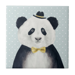 Azulejo De Cerâmica Urso de panda da aguarela