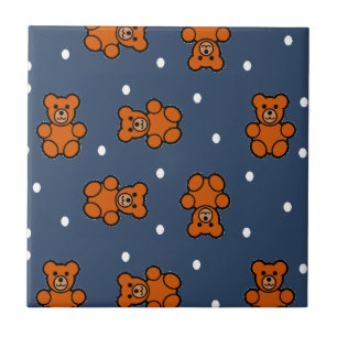Azulejo De Cerâmica Urso de pelúcia bonito na bolinhas