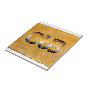 Azulejo De Cerâmica Urso de SlipperyJoe com palavras douradas castanha