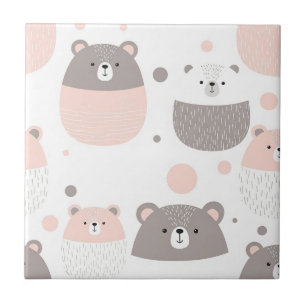 Azulejo De Cerâmica Urso Fofo e Corações -- Berçário Pastel (3)