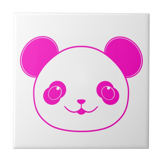 Azulejo De Cerâmica Urso Panda de Kawaii Rosa (Frente)