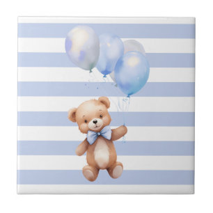 Azulejo De Cerâmica Urso Pequeno Bonito de Azul