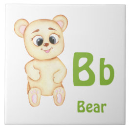 Azulejo De Cerâmica Urso personalizar ABC: Letra B - Adicione seu Nome