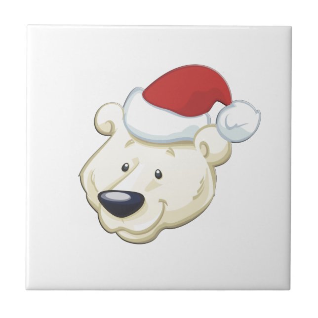 Azulejo De Cerâmica Urso Polar de Natal (Frente)