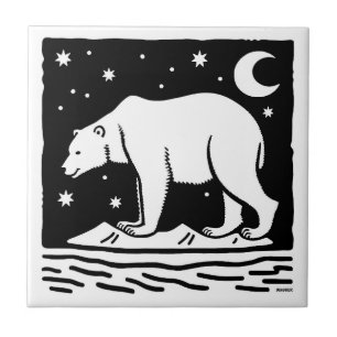 Azulejo De Cerâmica Urso Polar De Surfe De Gelo