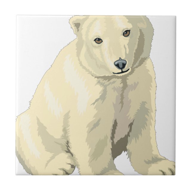 Azulejo De Cerâmica Urso Polar Fofo (Frente)