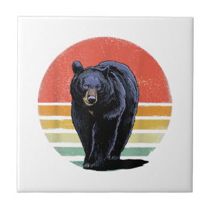 Azulejo De Cerâmica Urso Preto da Imagem Retroativa