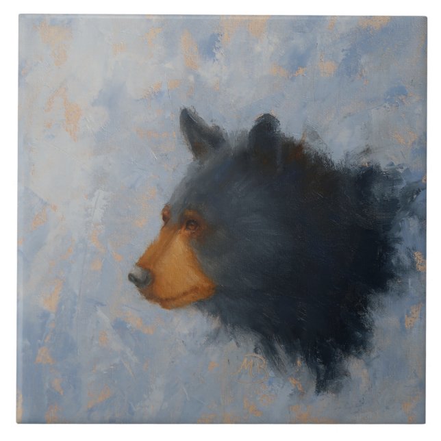 Azulejo De Cerâmica Urso preto Trivet cerâmico (Frente)