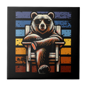 Azulejo De Cerâmica Urso Retro Legal de Óculos de Sol 70s 80s 90s Novi