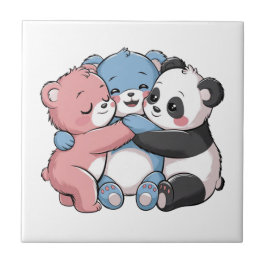 Azulejo De Cerâmica Ursos de Teddy Bonitos com Panda
