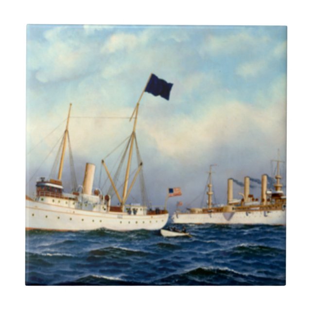 Azulejo De Cerâmica US Cruiser Brooklyn 1897 (Frente)