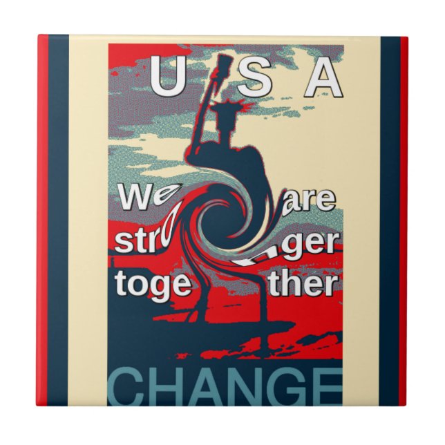 Azulejo De Cerâmica USA Change: Unity Design mais forte junto (Frente)
