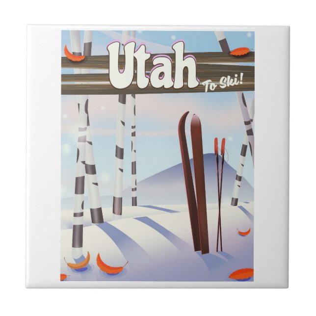 Azulejo De Cerâmica Utah para esquiar! (Frente)