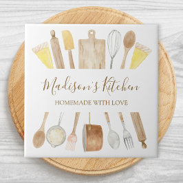 Azulejo De Cerâmica Utensílios de Cozinha Personalizados Aquarela 
