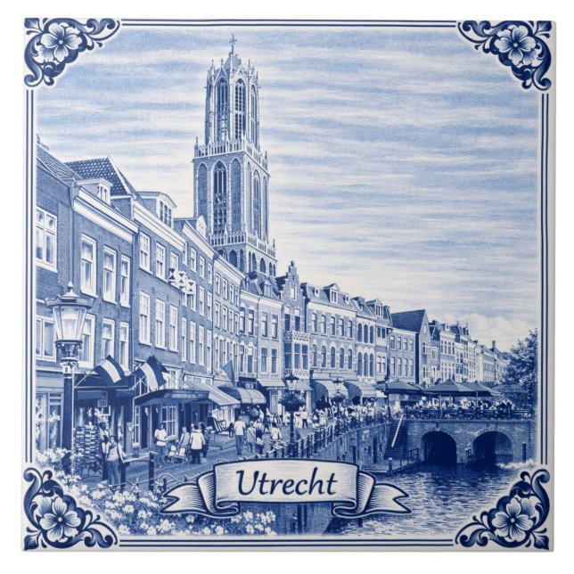 Azulejo De Cerâmica Utrecht Delft Blue style ceramic tile (Frente)