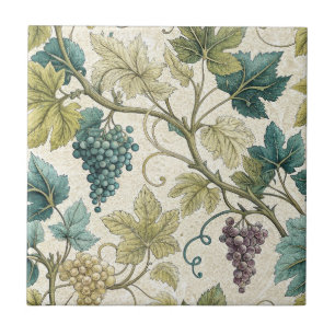 Azulejo De Cerâmica Uvas de vinho tinto padrão elegante sem costura