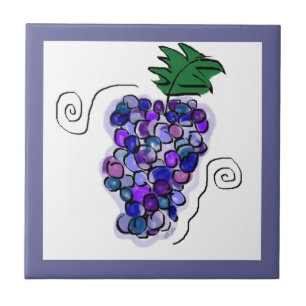 Azulejo De Cerâmica Uvas Desenhadas À Mão Do Computador