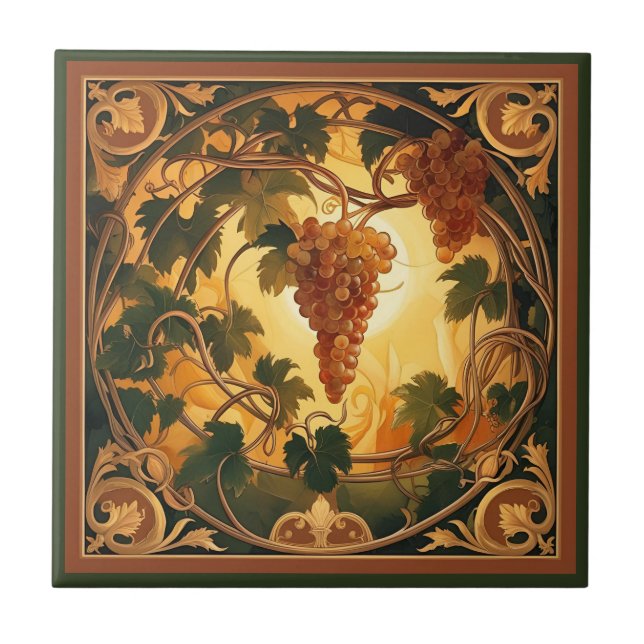 Azulejo De Cerâmica Uvas Douradas (Frente)