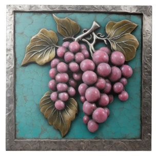 Azulejo De Cerâmica Uvas esculpidas em arte de metal