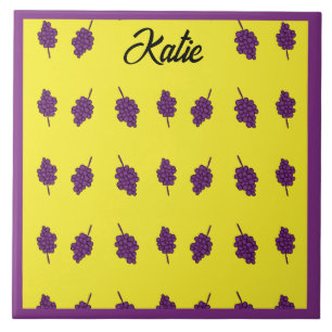 Azulejo De Cerâmica Uvas roxas personalizadas amarelas