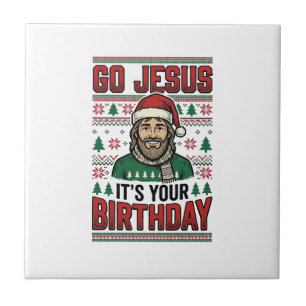 Azulejo De Cerâmica Vá Jesus Camisa Vintage de Natal de Aniversário