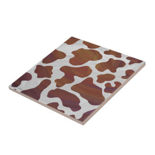 Azulejo De Cerâmica Vaca Castanho e Impressão Branco