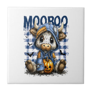 Azulejo De Cerâmica Vaca das Terras Altas Assustadora do Halloween