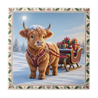 Azulejo De Cerâmica vaca das Terras Altas de Natal