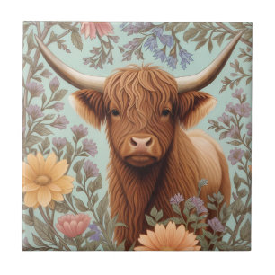 Azulejo De Cerâmica Vaca das Terras Altas Pastel Inspirada em William 