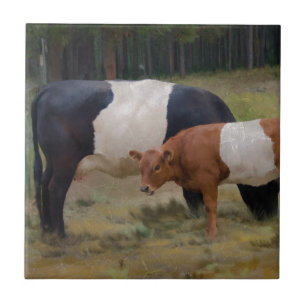 Azulejo De Cerâmica Vaca e vitela cercadas com textura