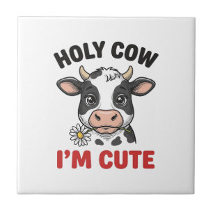 Azulejo De Cerâmica Vaca Sagrada Eu Sou Fofa Vaca Engraçada Desenho Vi