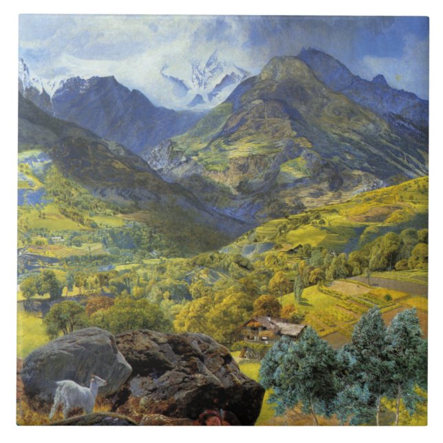 Azulejo De Cerâmica Val d'Aosta (paisagem alpina majestosa italiana) (Frente)