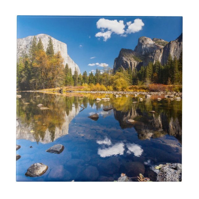 Azulejo De Cerâmica Vale de Yosemite na queda (Frente)