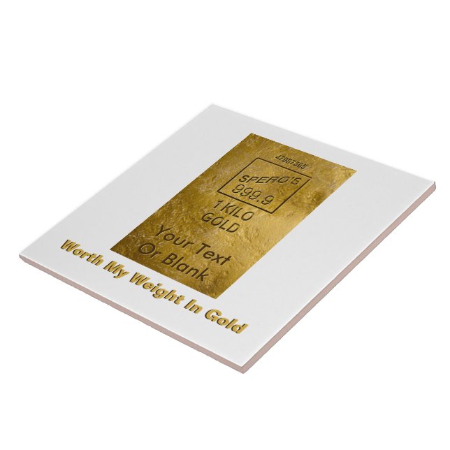 Azulejo De Cerâmica Vale Meu Peso Em Dourado (Lateral)