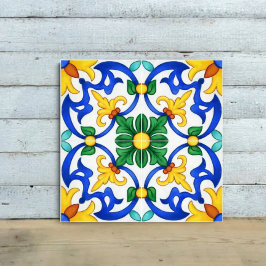 Azulejo De Cerâmica Valencia Garden Spanish Blue Green Mediterranean