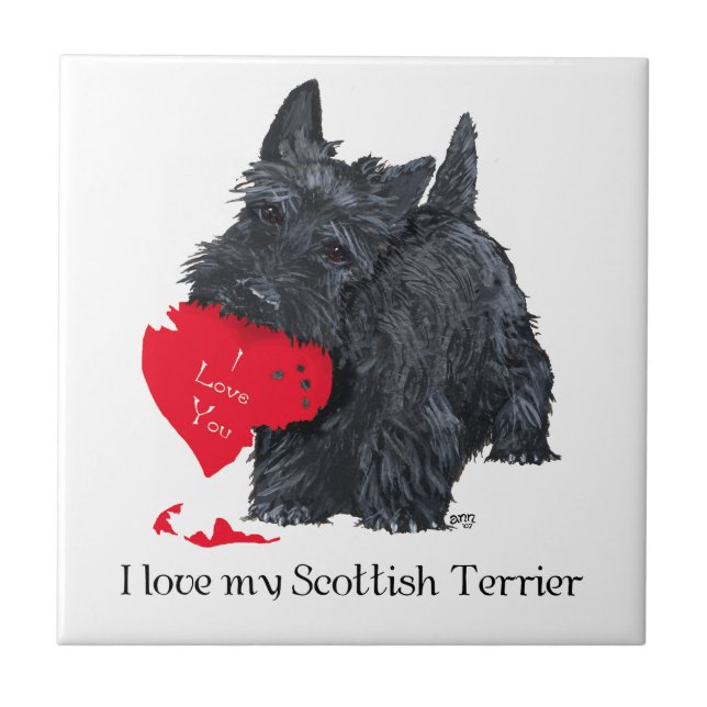 Azulejo De Cerâmica Valentine de Terrier Escocês (Frente)