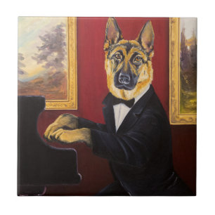 Azulejo De Cerâmica Valsa do piano do german shepherd