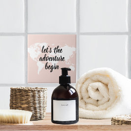 Azulejo De Cerâmica Vamos Rosa Positivo A Aventura Começa O Mapa Mundi