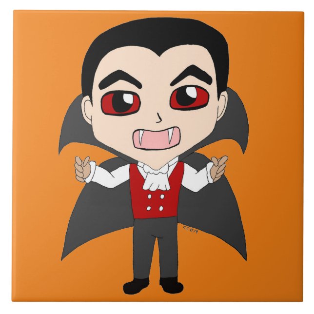 Azulejo De Cerâmica vampiro de chibi (Frente)