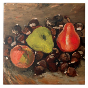 Azulejo De Cerâmica Van Gogh - A vida estática com Fruta e castanhas